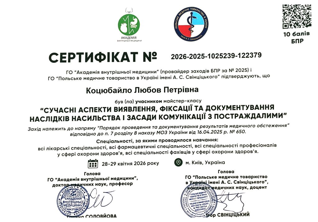 Сертифікати підвищення кваліфікації