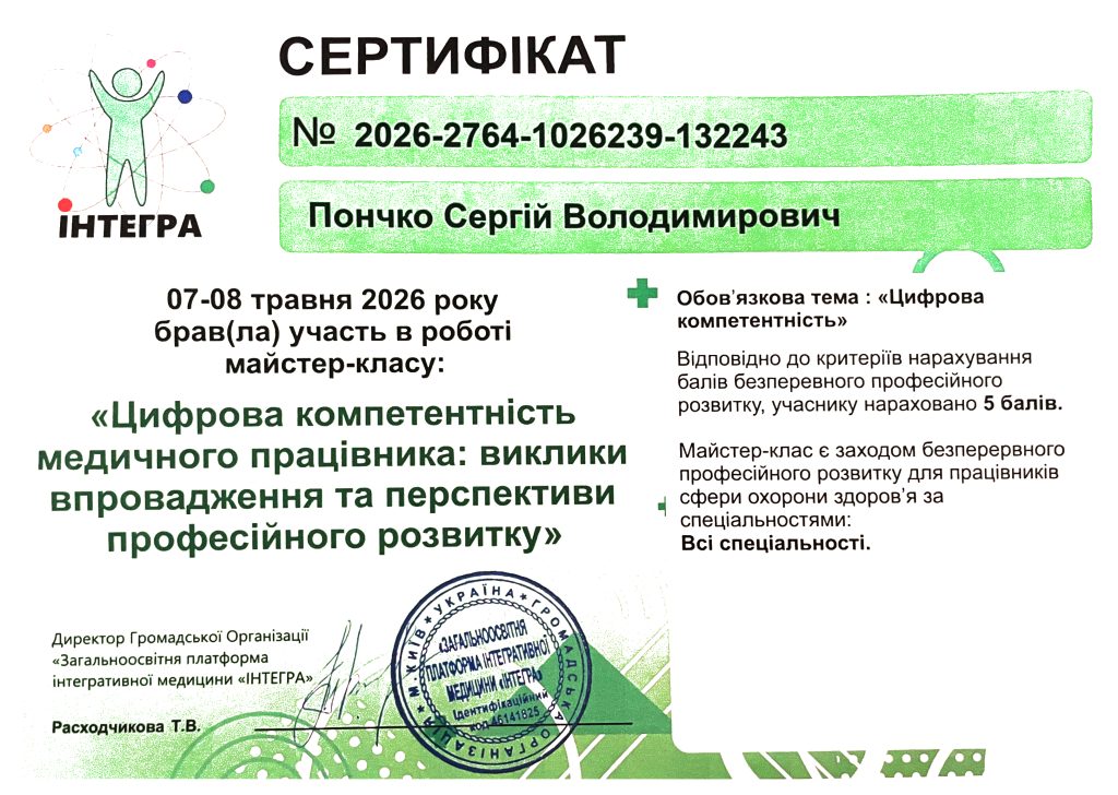 Сертифікати підвищення кваліфікації