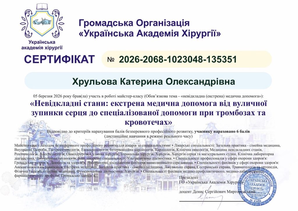 Сертифікати підвищення кваліфікації