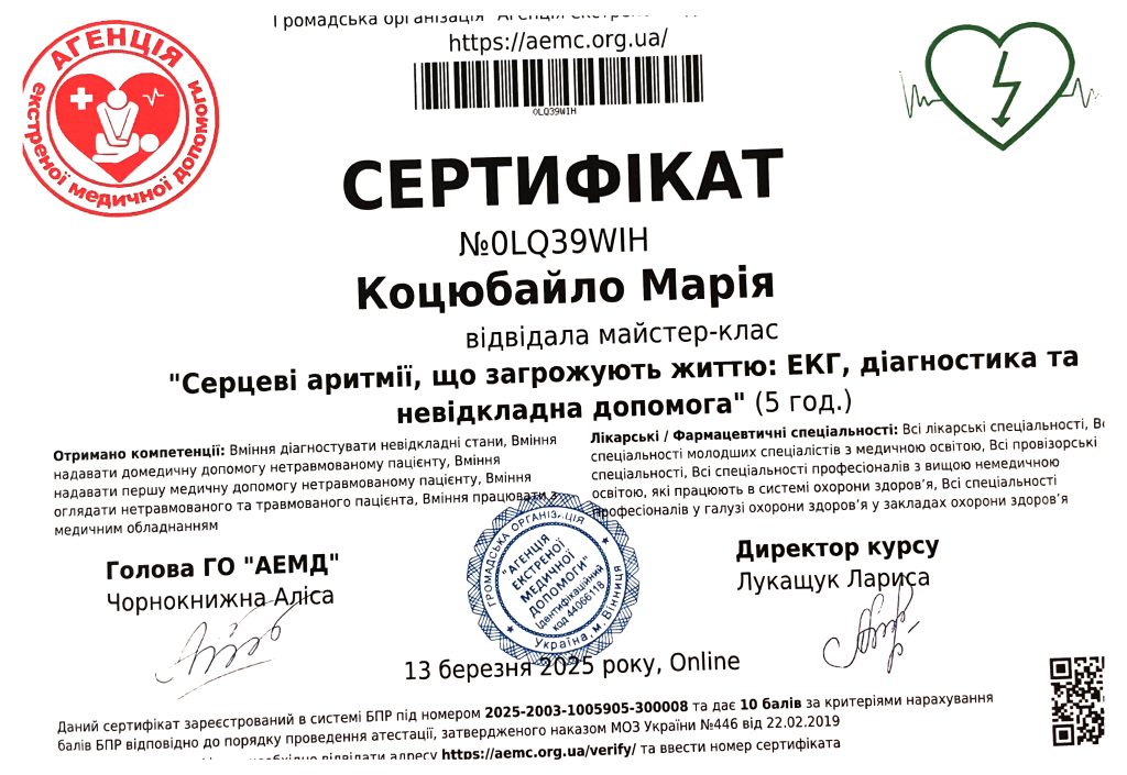 Сертифікати підвищення кваліфікації