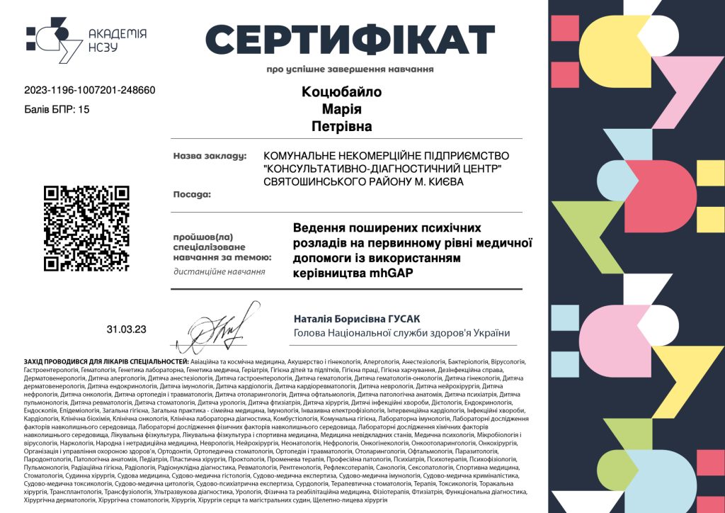 Сертифікати підвищення кваліфікації